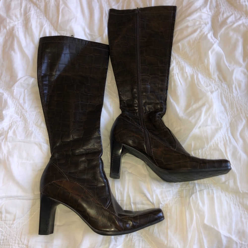 Franco Sarto knee high square toe boots